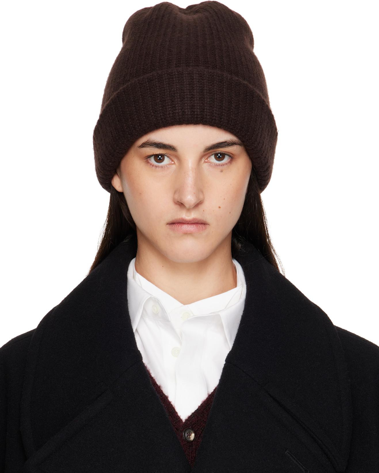 Brown Cashmere Beanie by MAISON MARGIELA