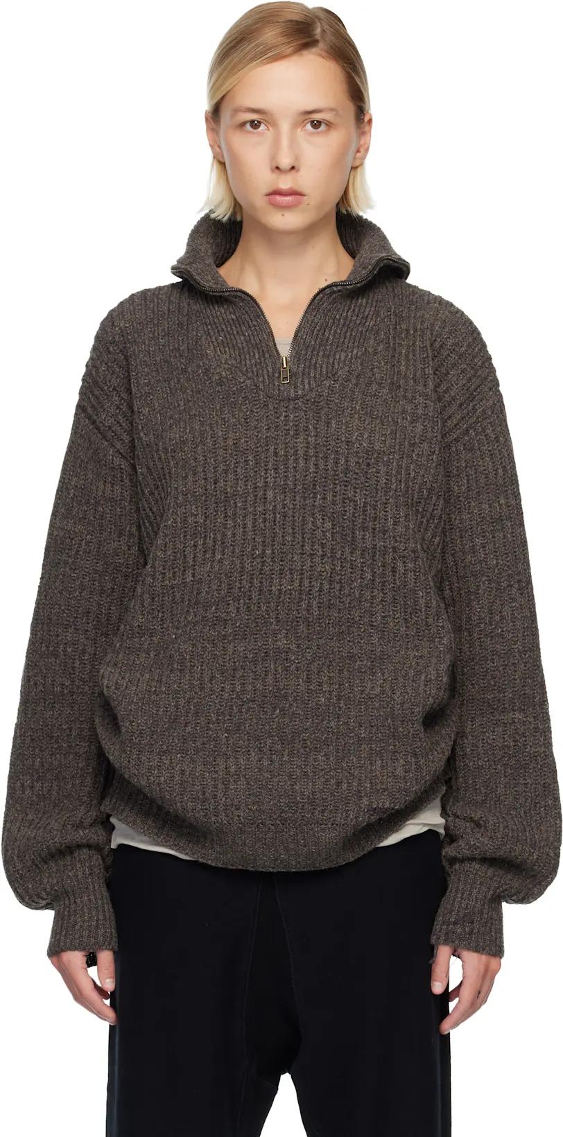 Brown Half-Zip Jacket by MAISON MARGIELA
