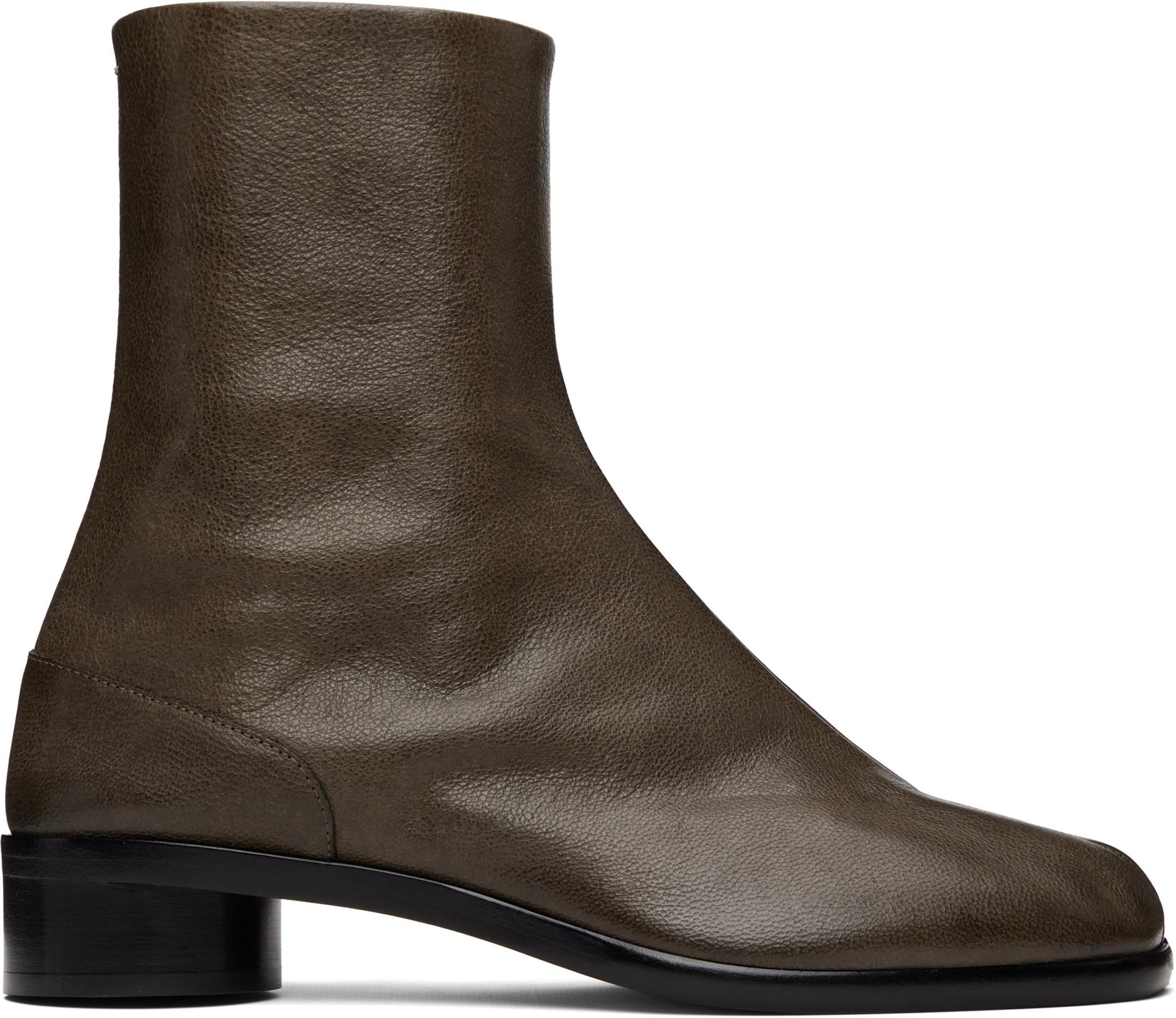 Brown Tabi Ankle Boots by MAISON MARGIELA