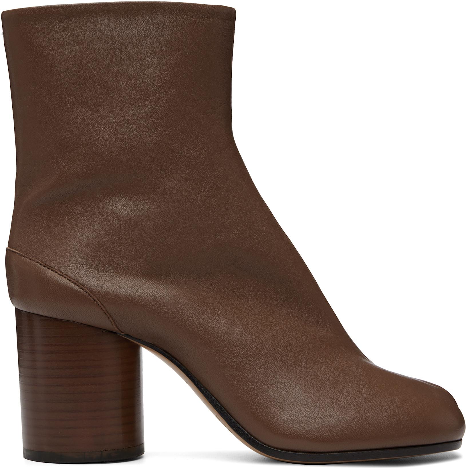 Brown Tabi Ankle Boots by MAISON MARGIELA