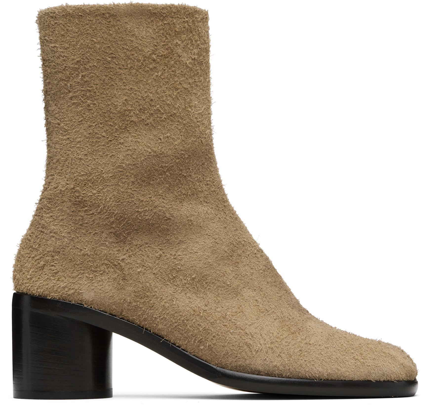 Brown Tabi Ankle Boots by MAISON MARGIELA