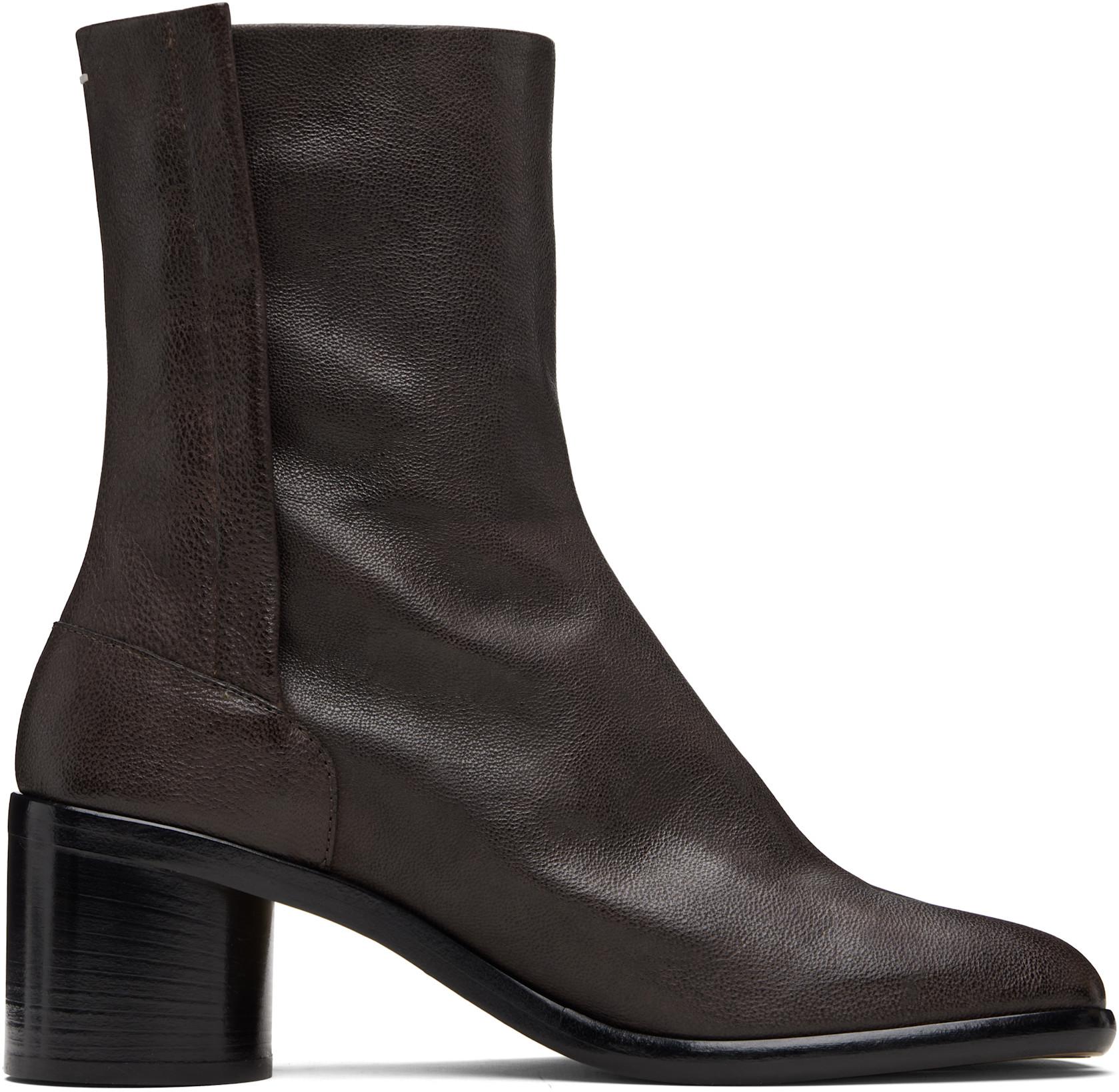 Brown Tabi Ankle Boots by MAISON MARGIELA