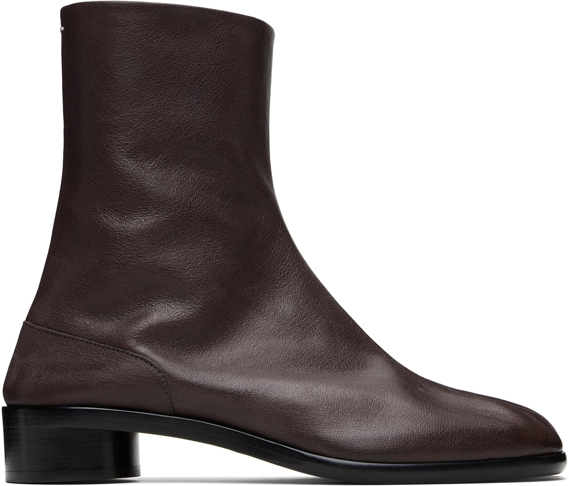Brown Tabi Ankle Boots by MAISON MARGIELA
