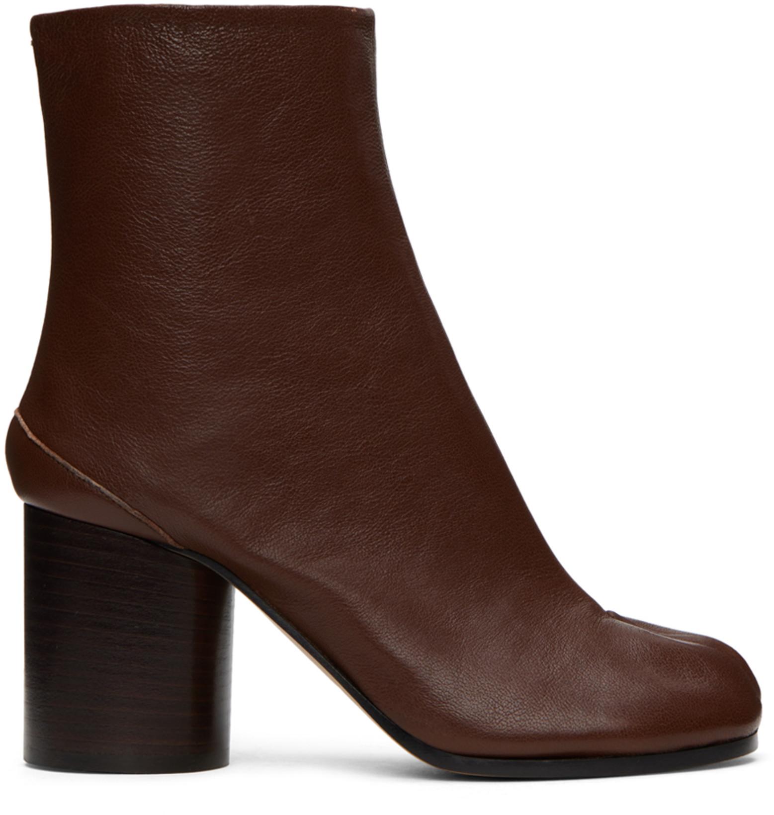 Brown Tabi Boots by MAISON MARGIELA