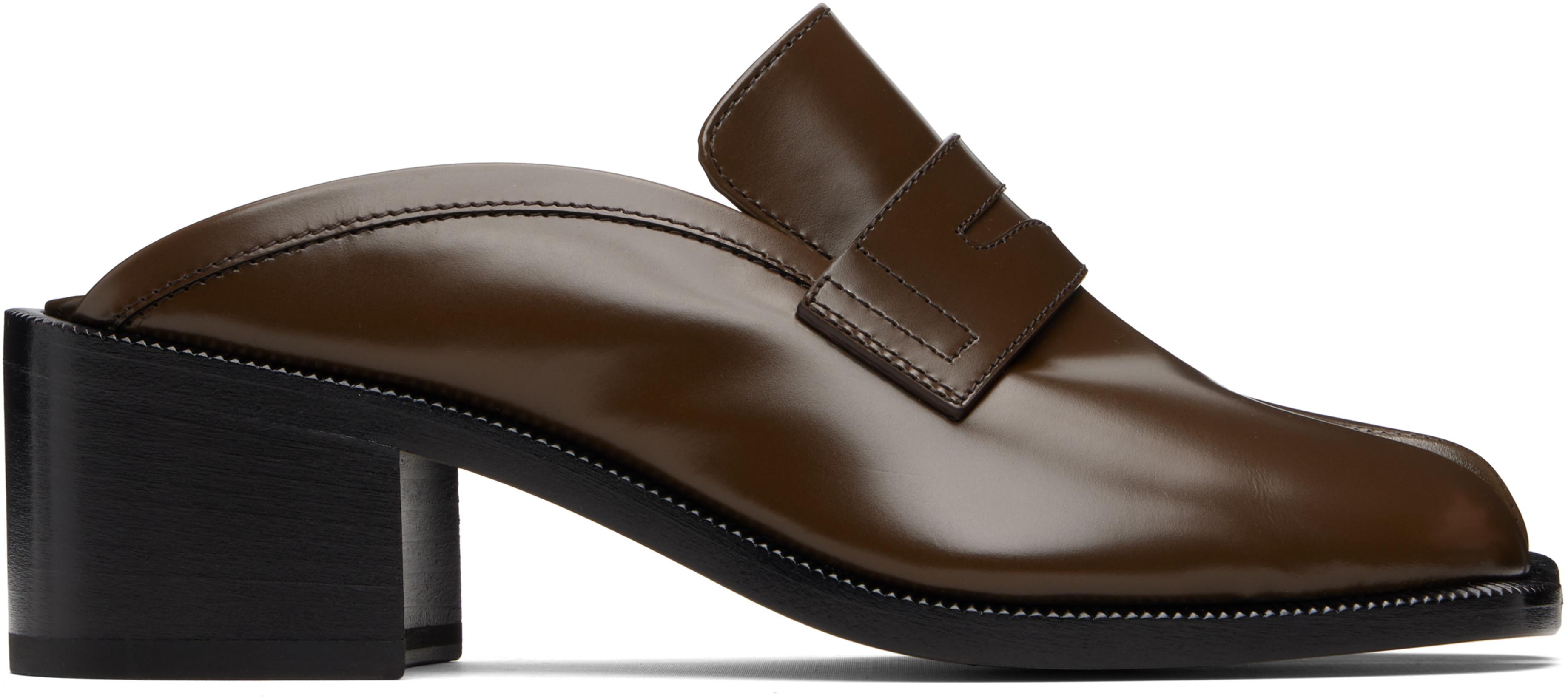 Brown Tabi City Loafer Mules by MAISON MARGIELA