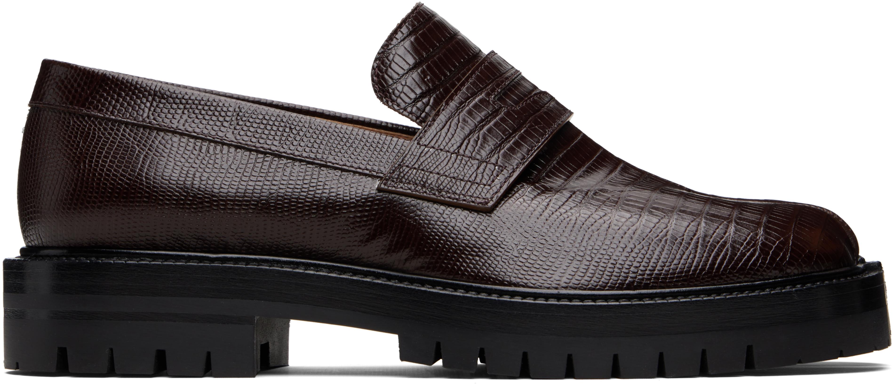 Brown Tabi County Loafers by MAISON MARGIELA