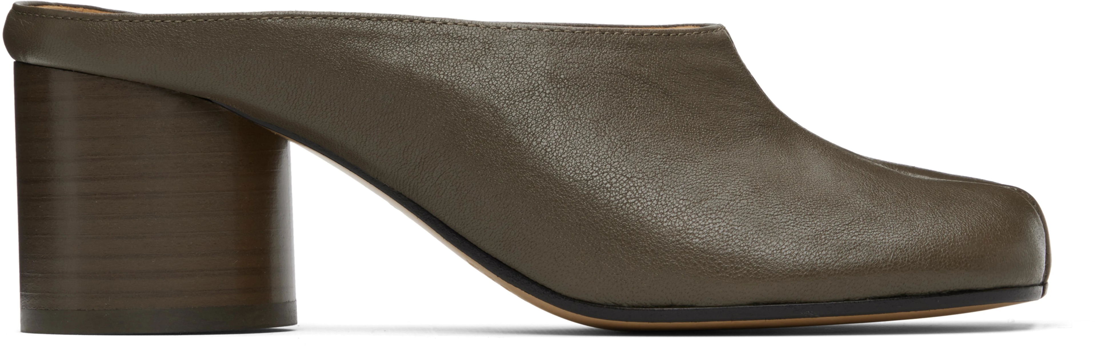 Brown Tabi Décolleté Mule Heels by MAISON MARGIELA