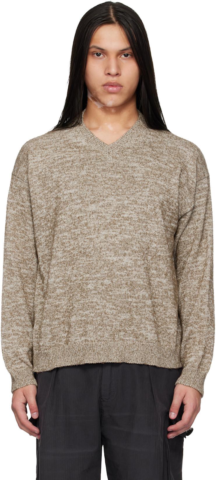 Brown V-neck Sweater by MAISON MARGIELA