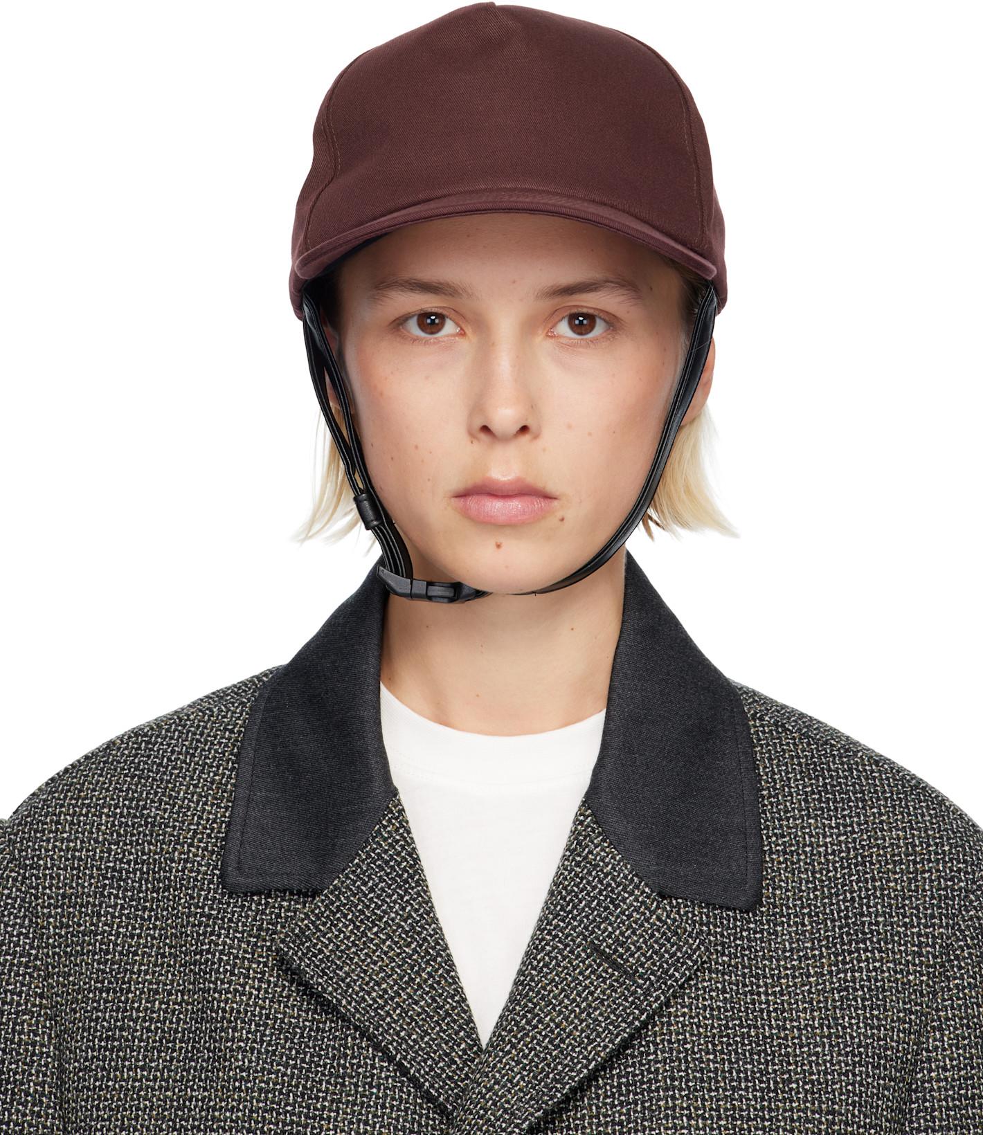 Burgundy Riding Cap by MAISON MARGIELA