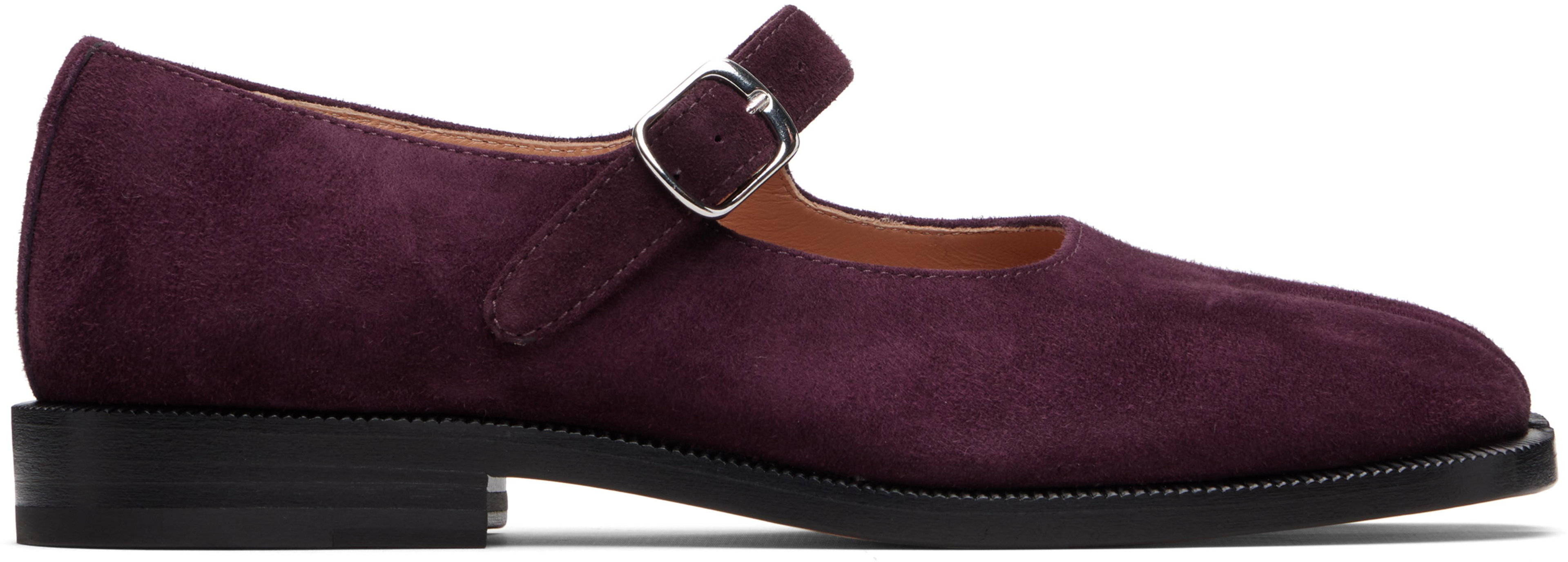 Burgundy Tabi Mary Jane Ballerina Flats by MAISON MARGIELA