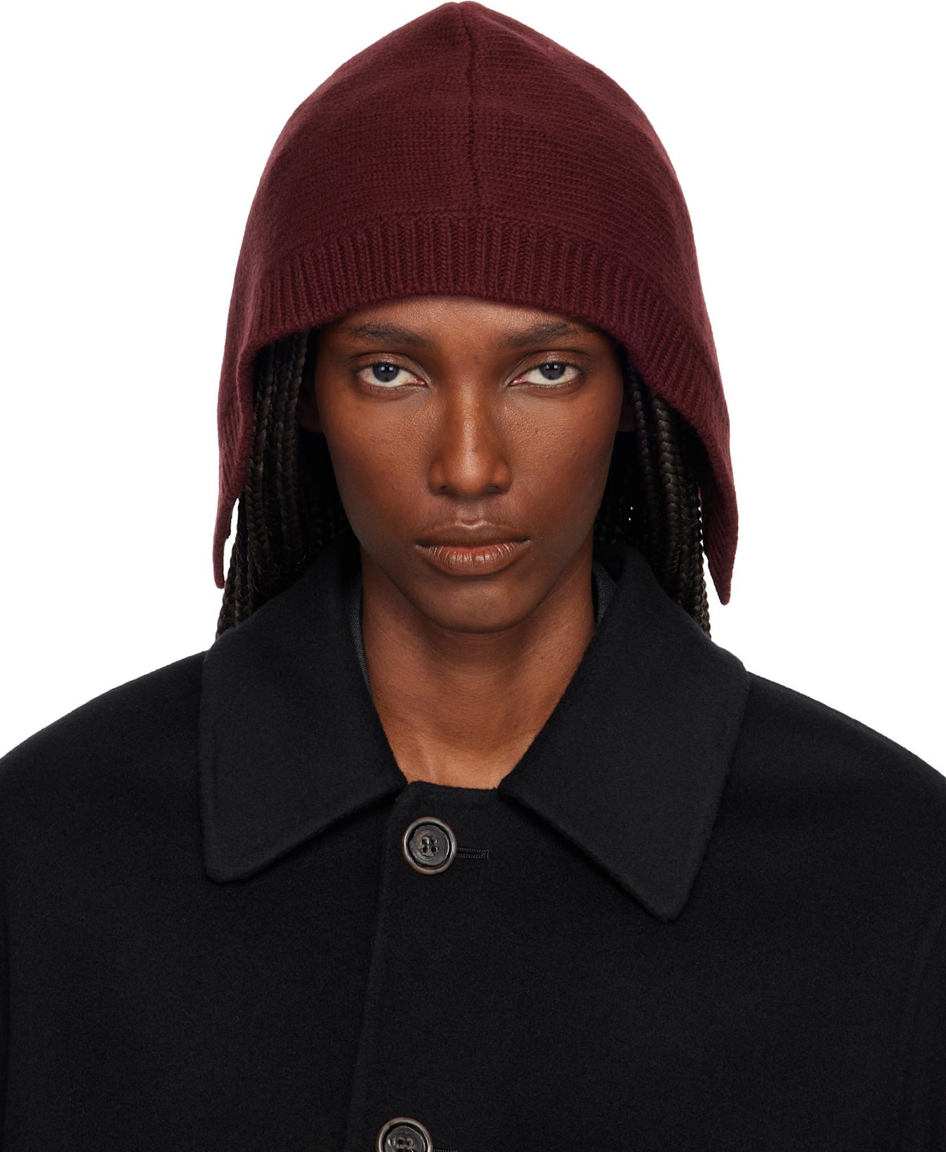 Burgundy Wool Knit Hood by MAISON MARGIELA