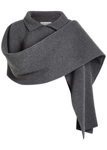 Collar-detail ribbed scarf by MAISON MARGIELA
