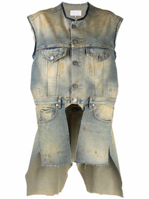 Derelict asymmetric denim gilet by MAISON MARGIELA