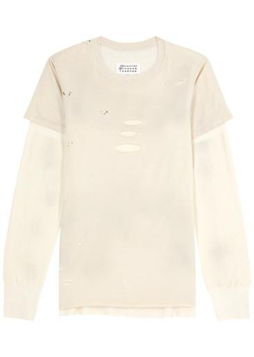 Distressed layered cotton top by MAISON MARGIELA