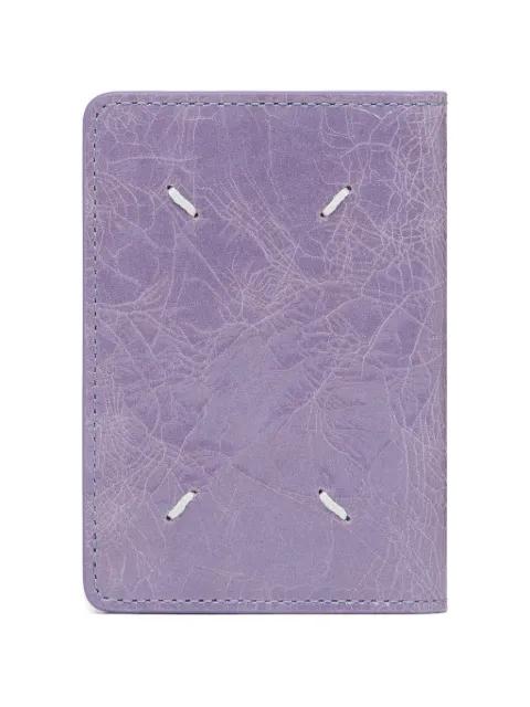 Four Stitches crackled-effect card holder by MAISON MARGIELA