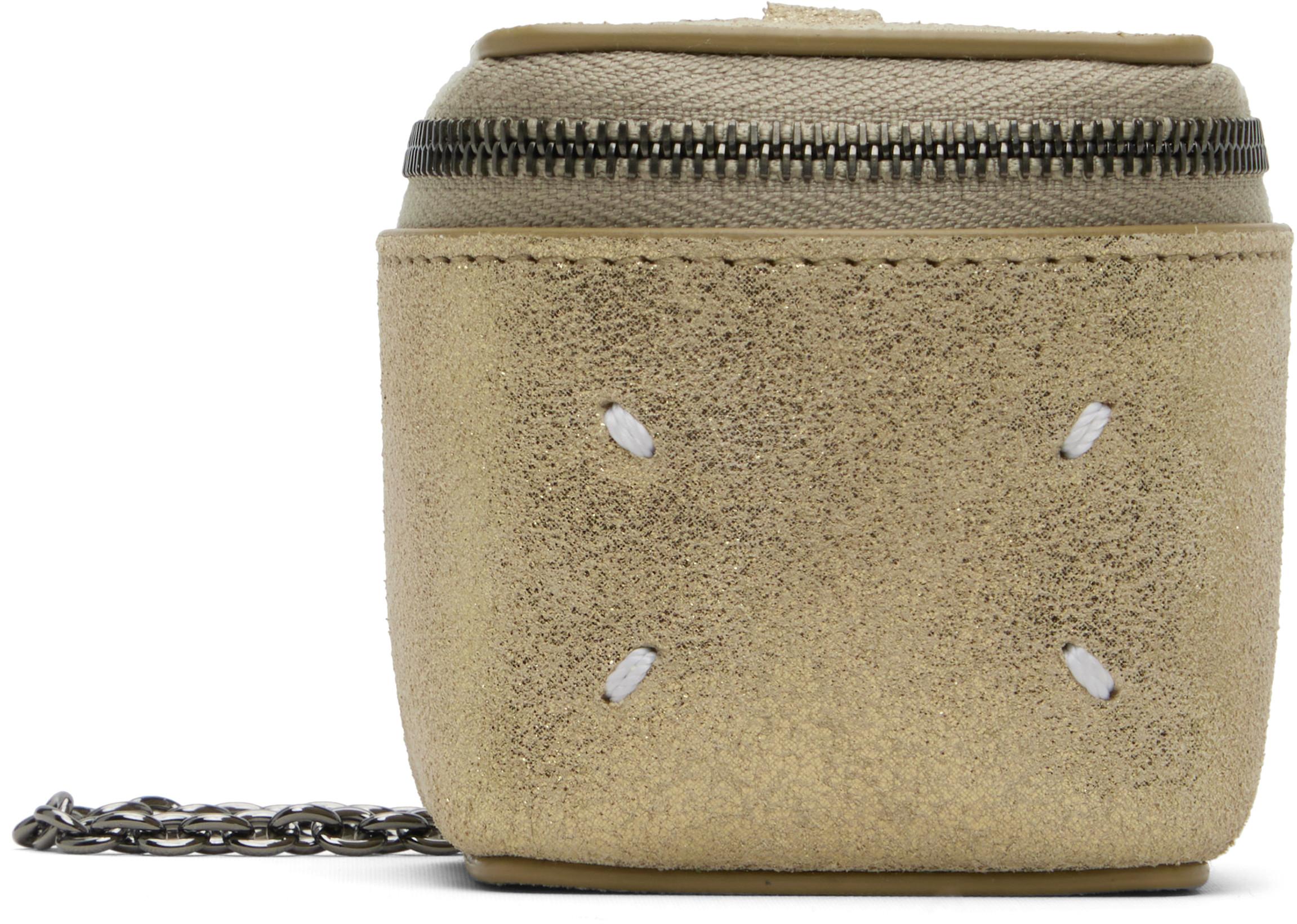 Gold Mini Cube Chain Bag by MAISON MARGIELA