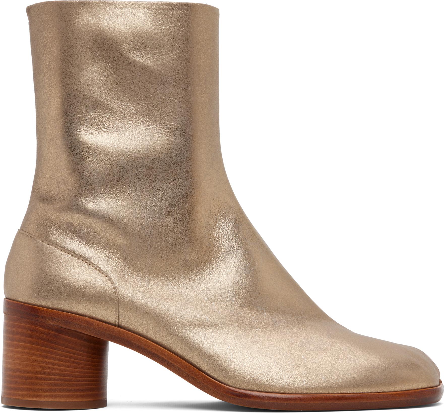 Gold Tabi Ankle Boots by MAISON MARGIELA