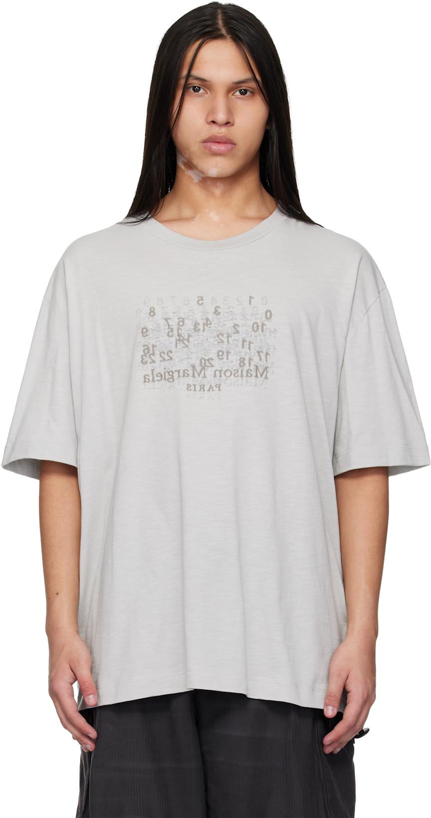 Gray Cotton Numerical T-shirt by MAISON MARGIELA