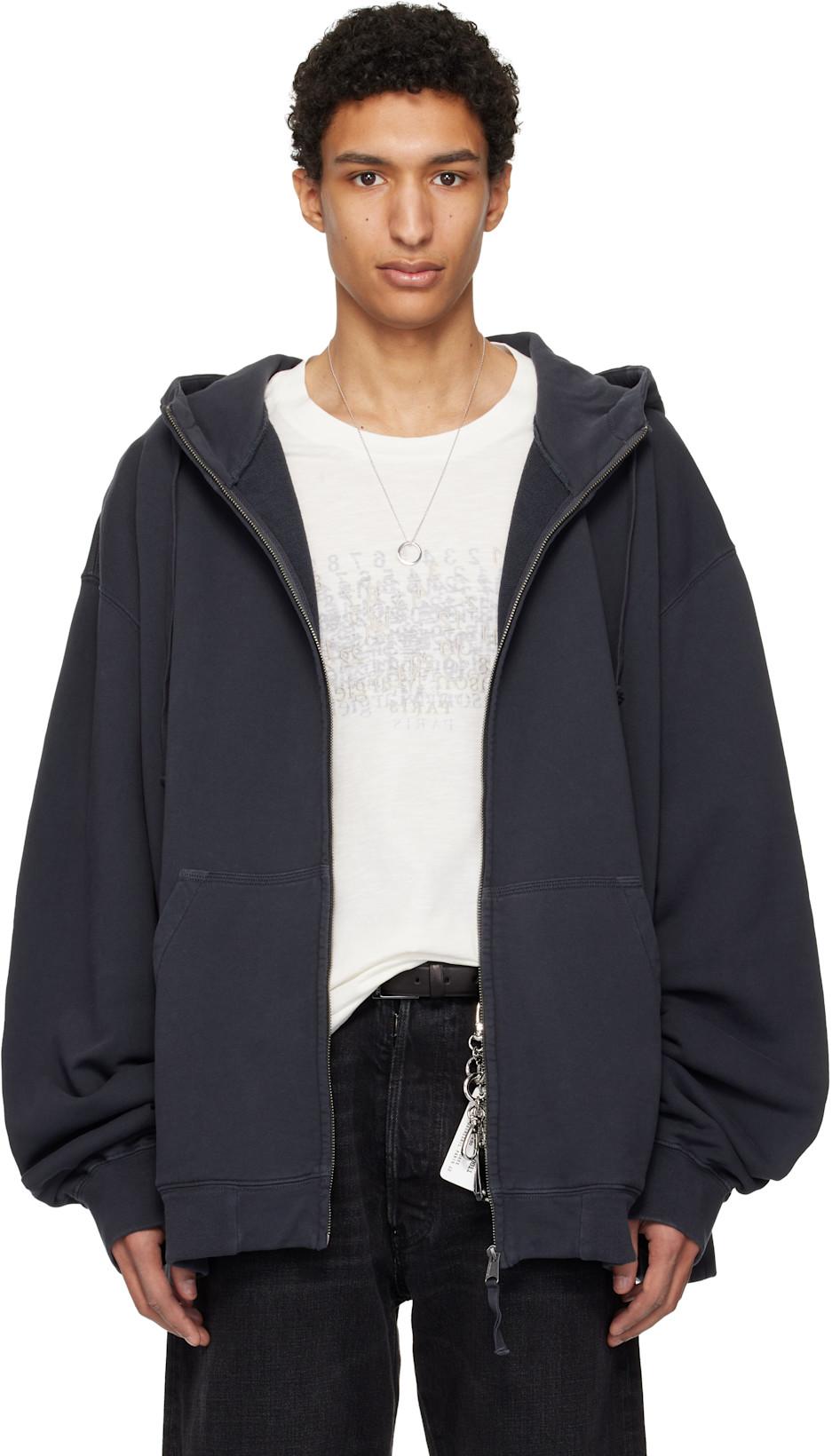 Gray Embroidered Hoodie by MAISON MARGIELA