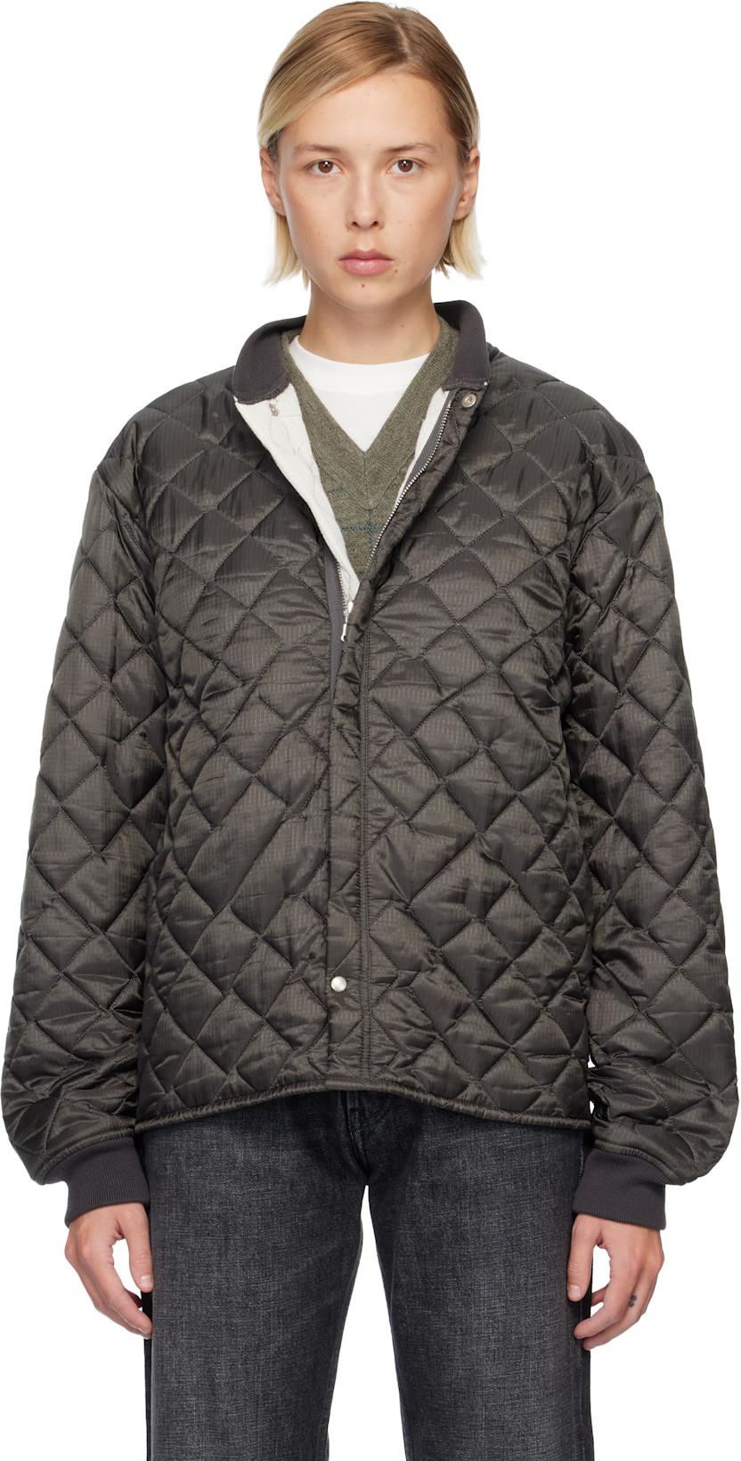 Gray Quilted Jacket by MAISON MARGIELA