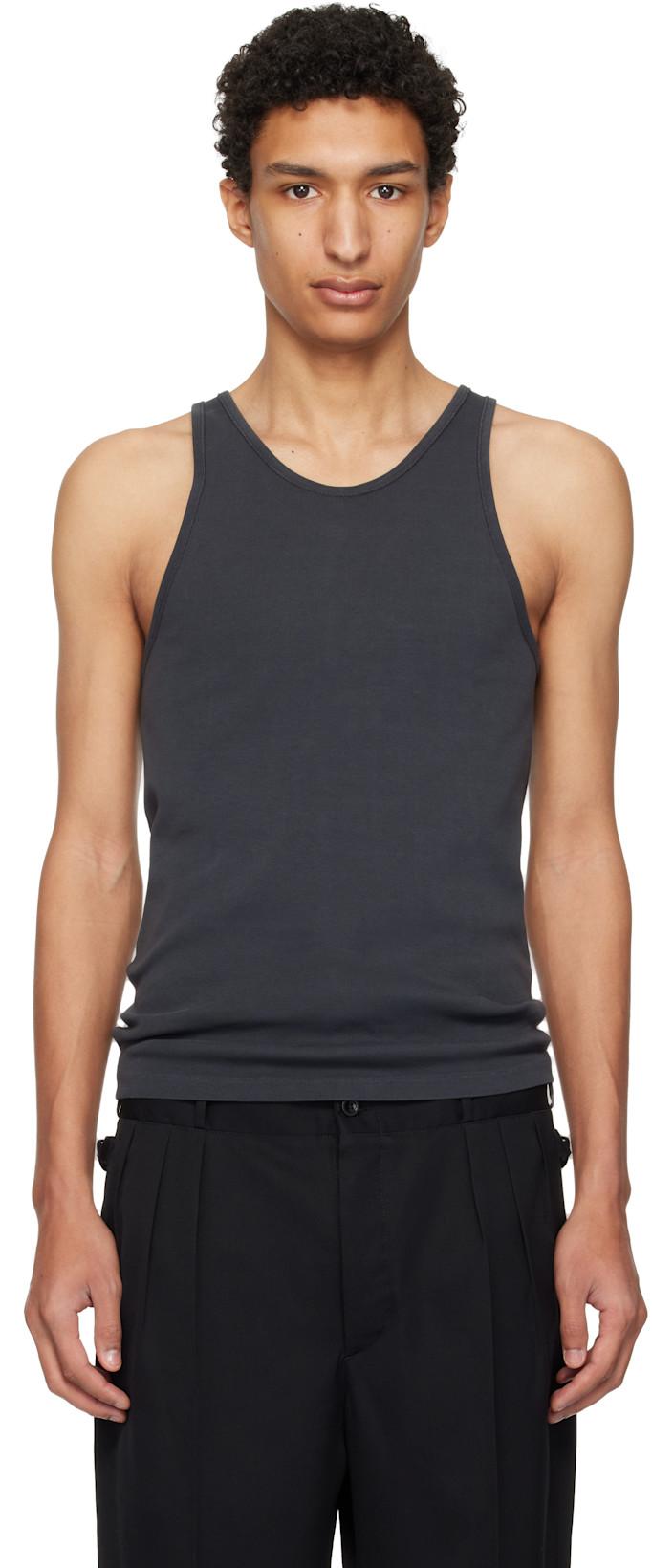 Gray Ribbed Tank Top by MAISON MARGIELA