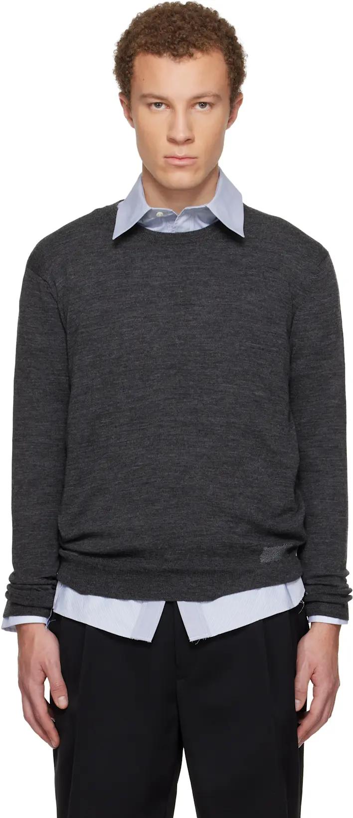 Gray Wool-Blend Patch Sweater by MAISON MARGIELA