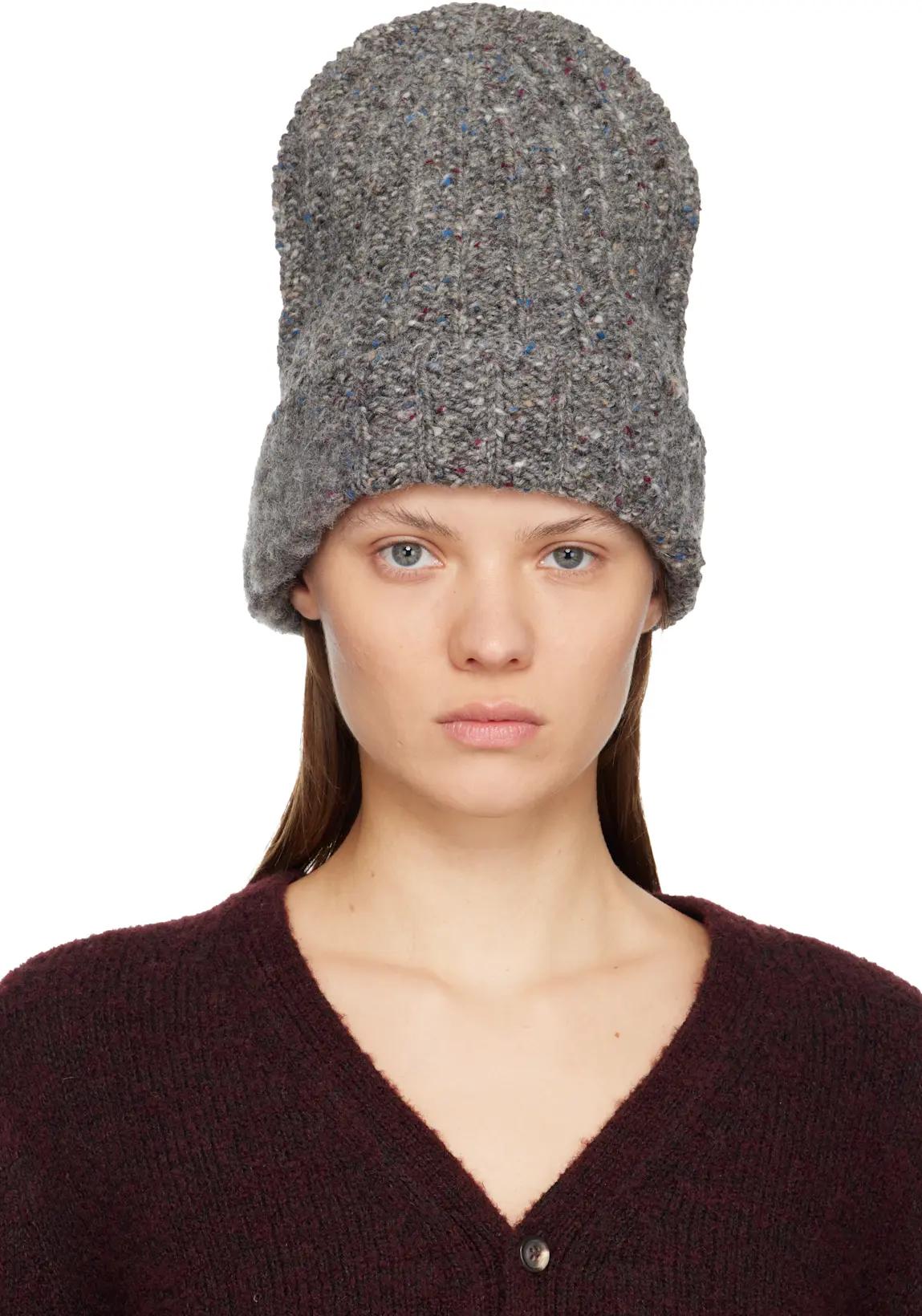 Gray XL Wool Beanie by MAISON MARGIELA