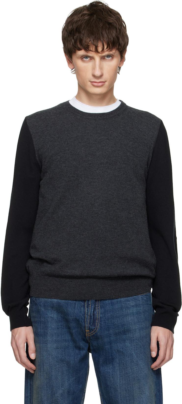 Gray & Black Two-Tone Wool Sweater by MAISON MARGIELA