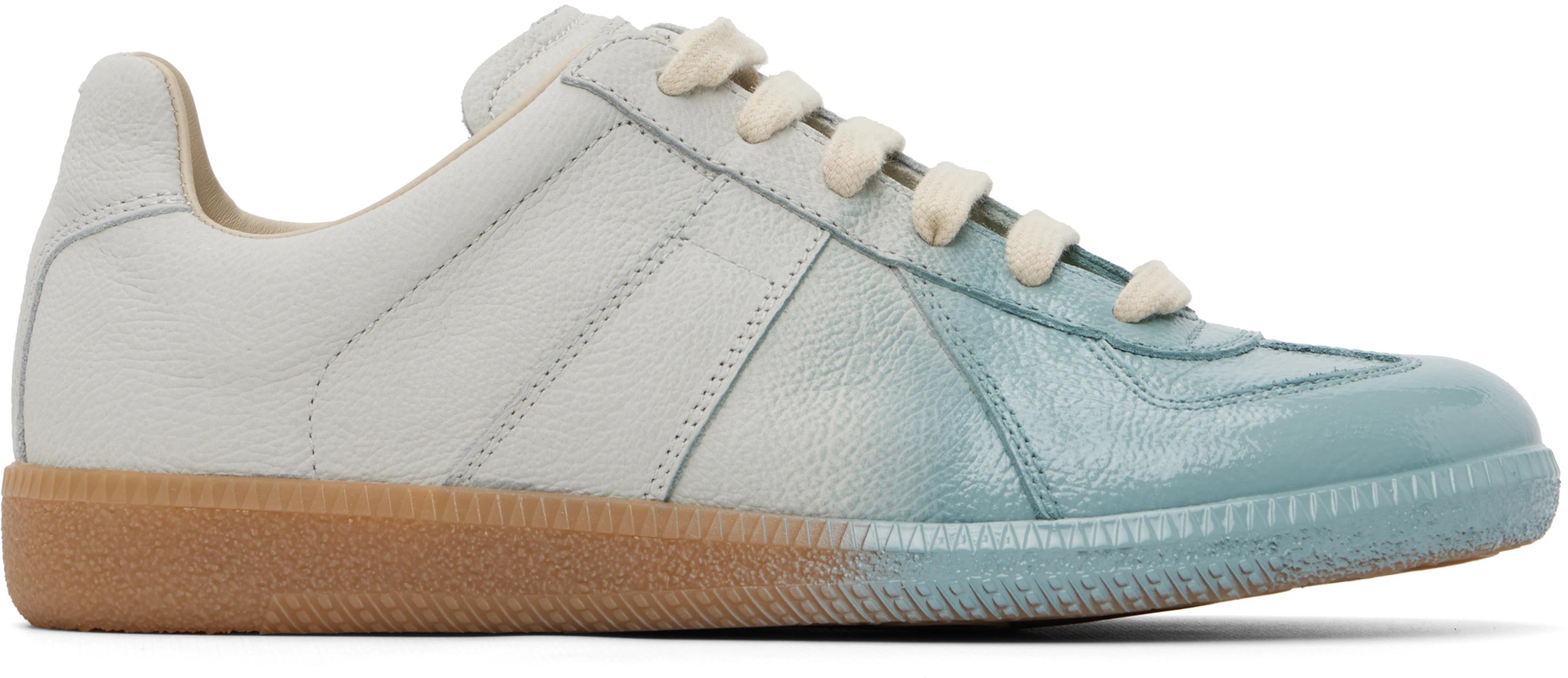 Gray & Blue Replica Sneakers by MAISON MARGIELA