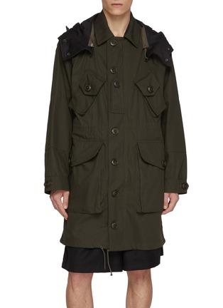 Hooded Cotton Blend Twill Sports Parka Coat by MAISON MARGIELA Hooded Cotton Blend Twill Sports Parka Coat by MAISON MARGIELA