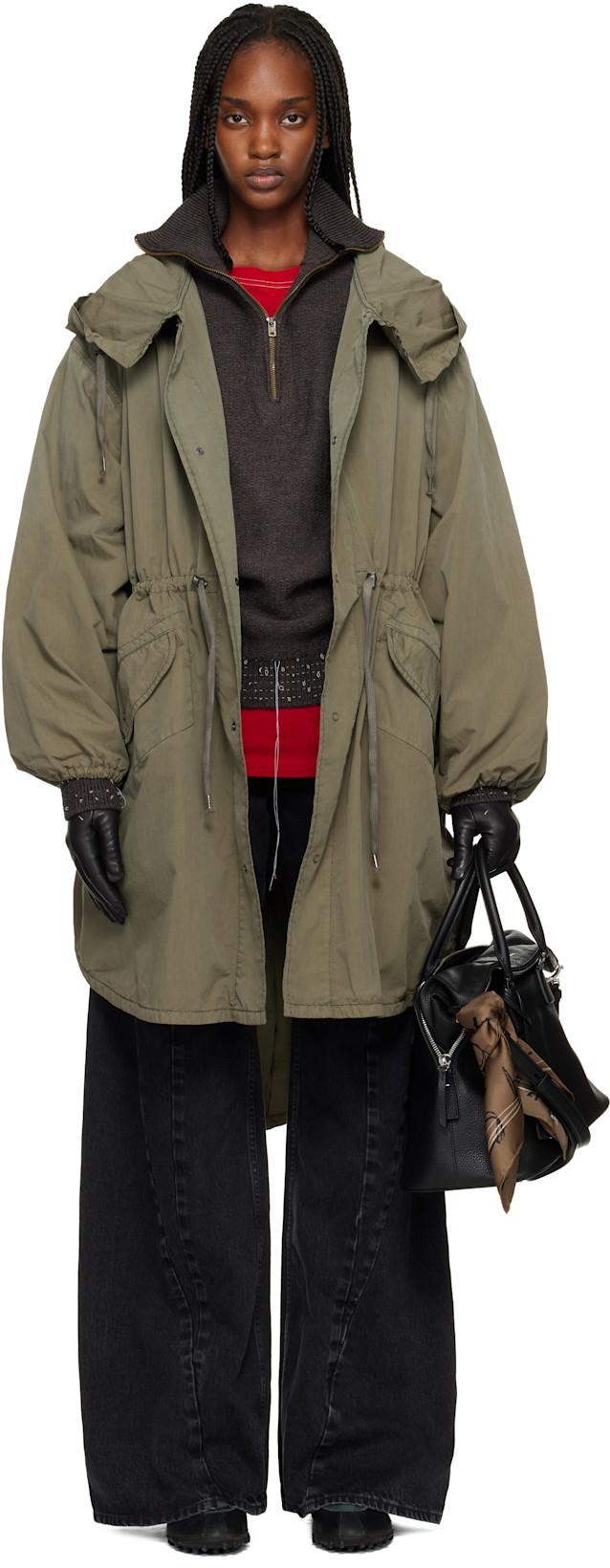Khaki Hooded Parka by MAISON MARGIELA