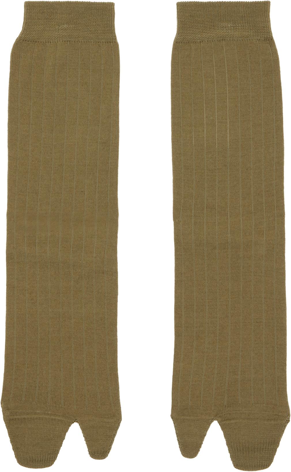 Khaki Tabi Socks by MAISON MARGIELA