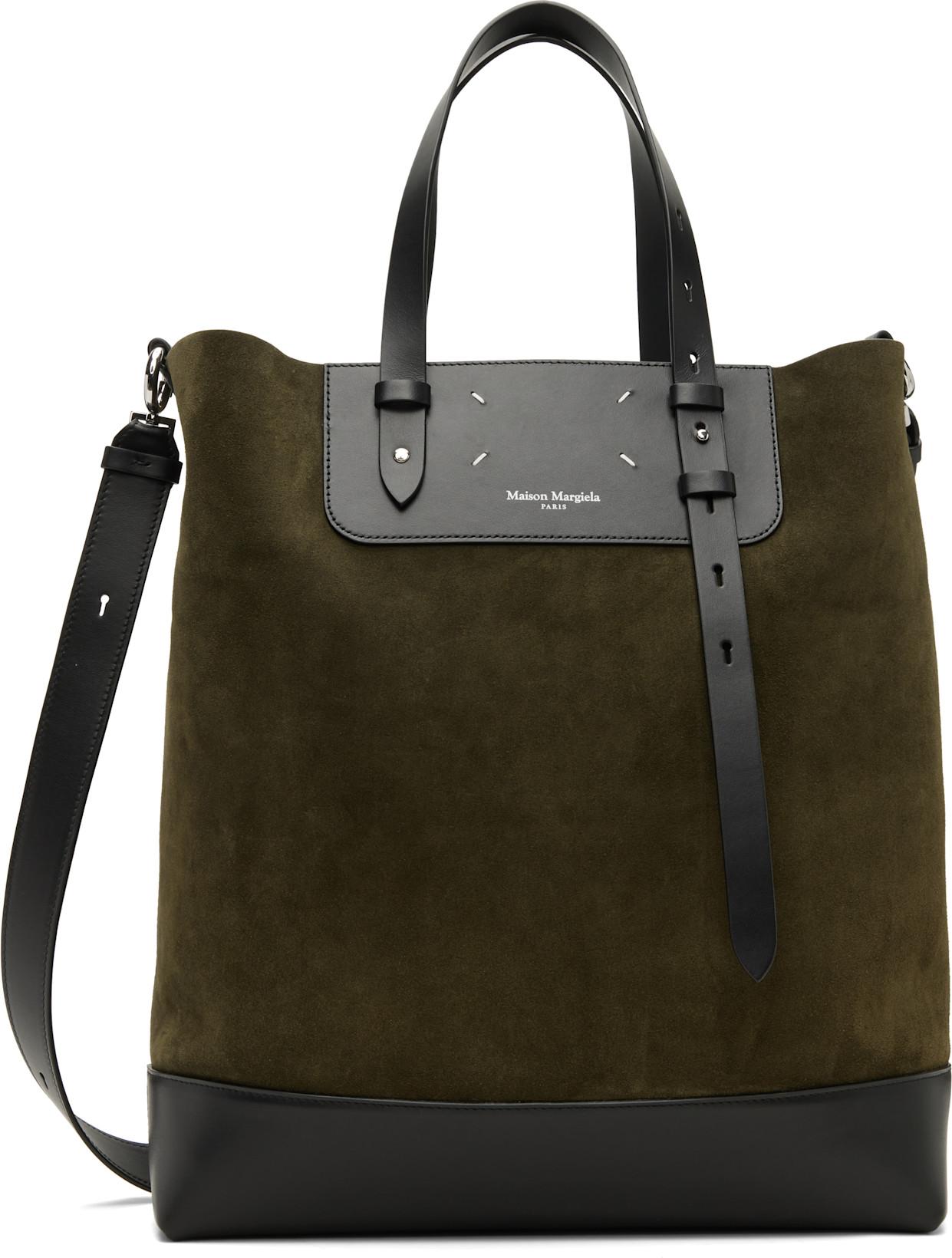 Khaki Vertical Shopping Bag by MAISON MARGIELA