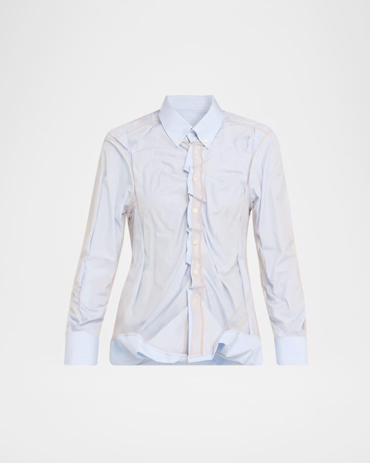 Layered Draped Stripe Button-Down Blouse by MAISON MARGIELA