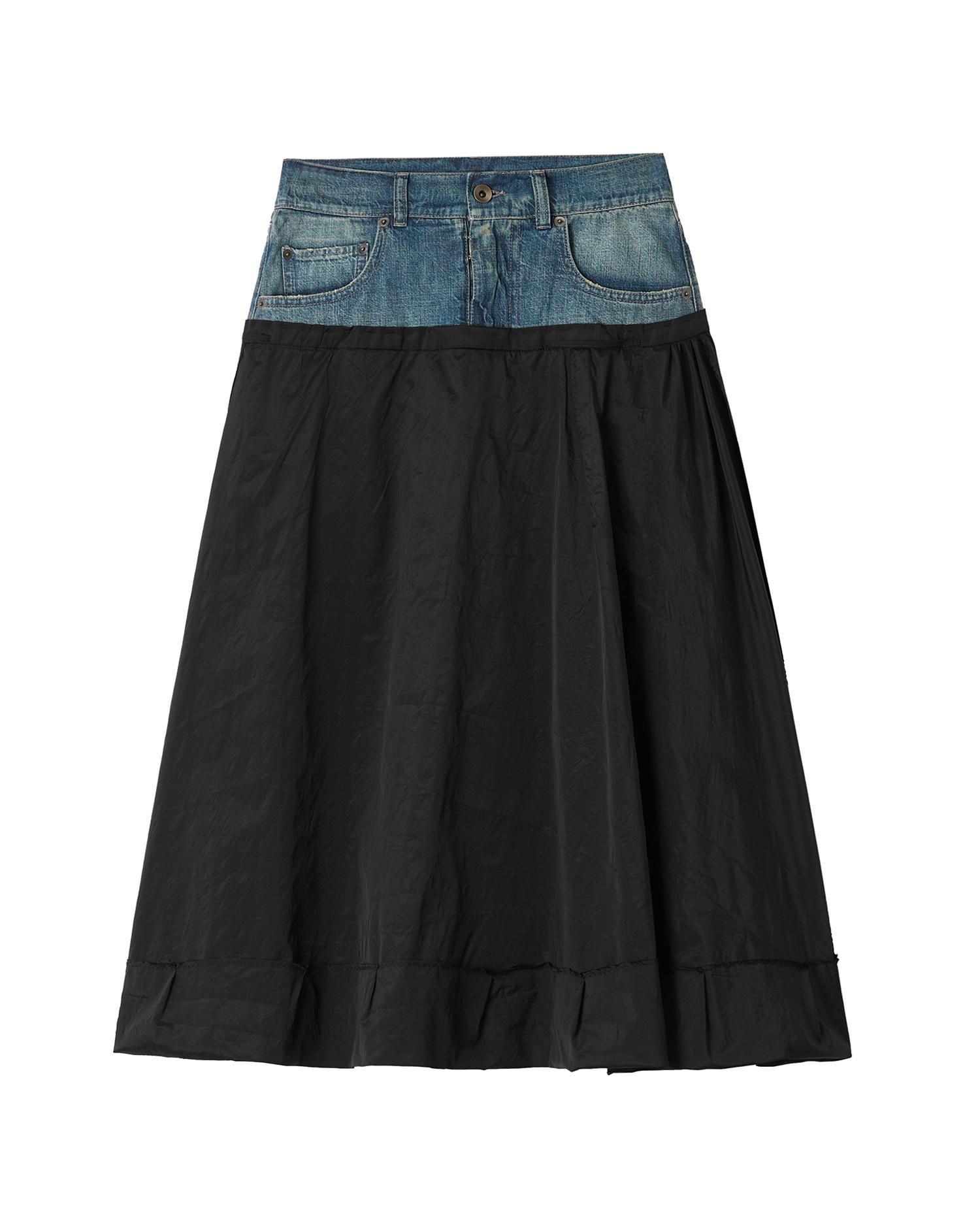 Layered denim-waist midi skirt by MAISON MARGIELA
