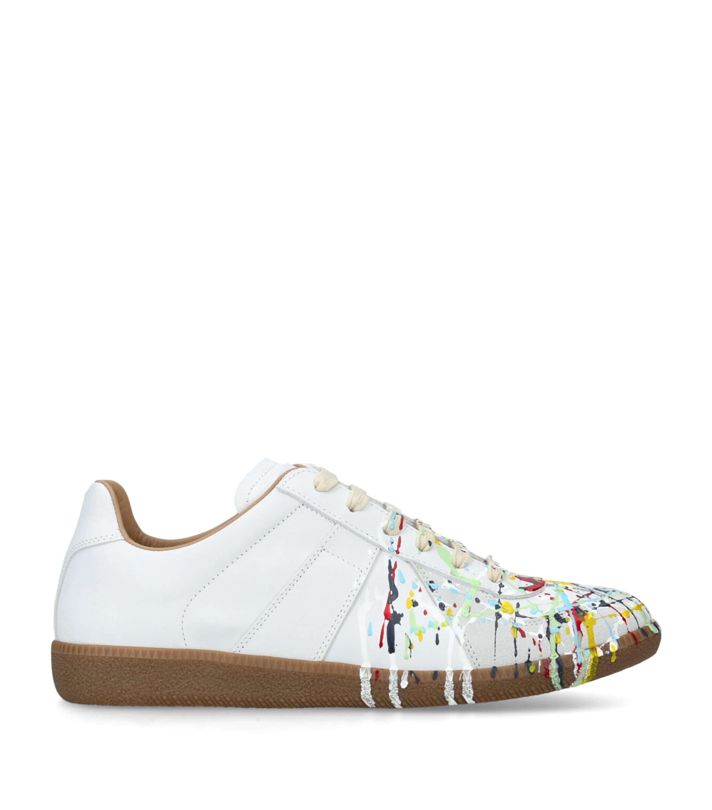 Maison Margiela Leather Paint-Detail Replica Sneakers by MAISON MARGIELA
