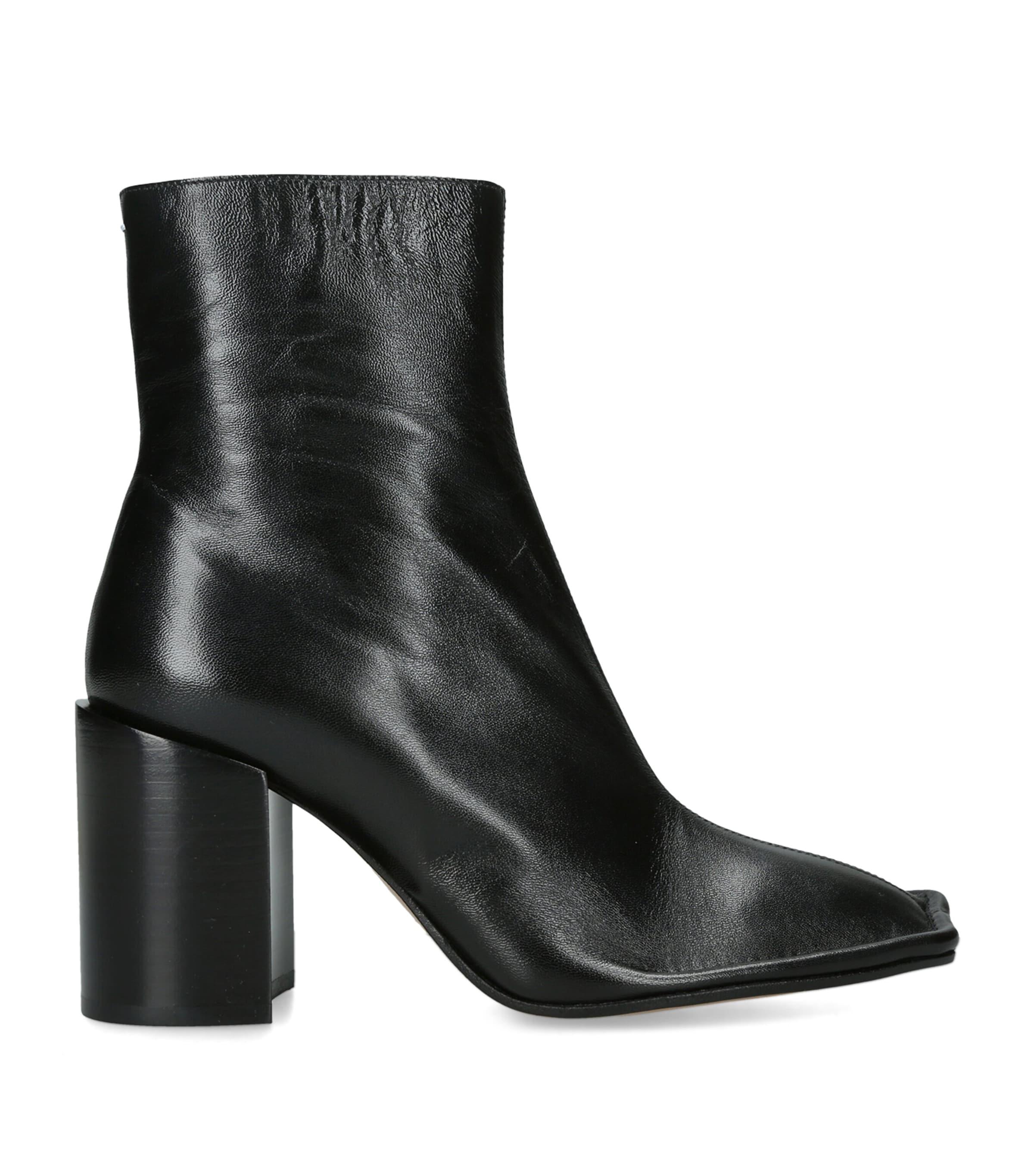 Maison Margiela Leather Piped Ankle Boots 85 by MAISON MARGIELA