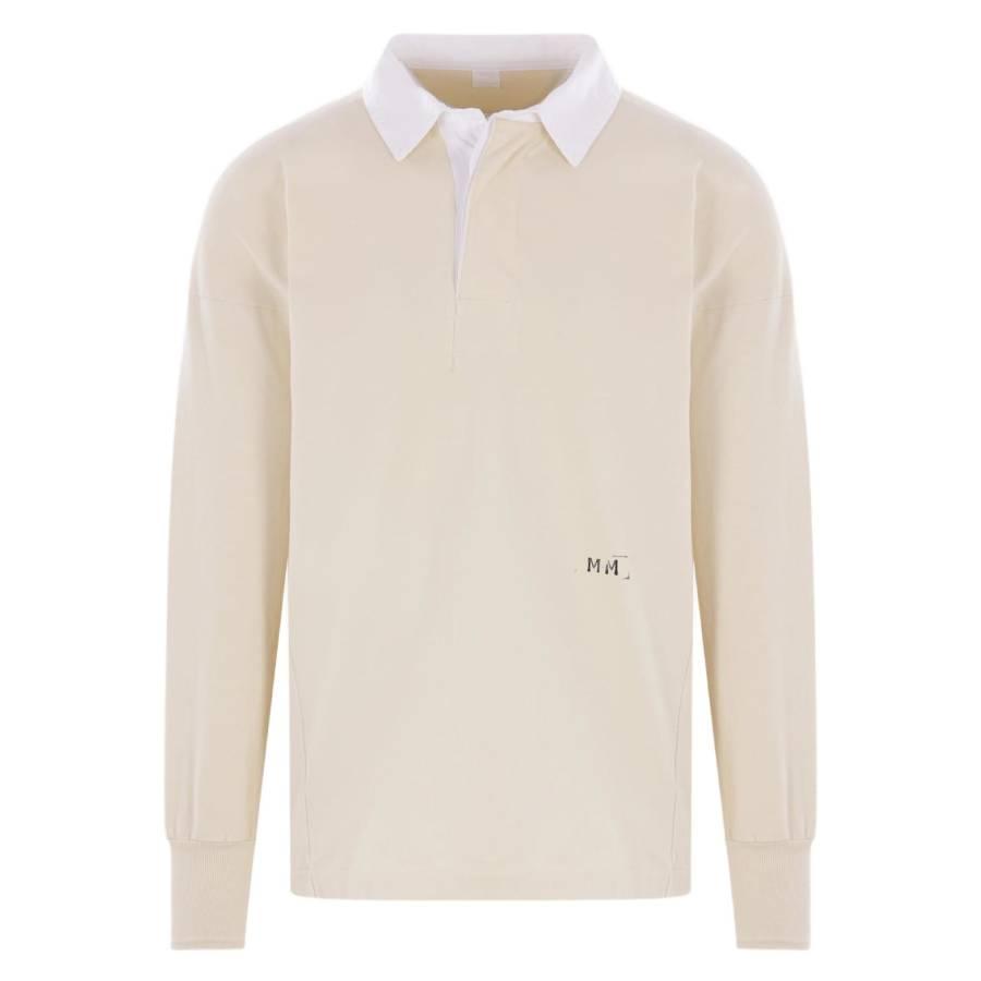 Maison Margiela Logo Embroidered Long-Sleeved Polo Shirt by MAISON MARGIELA