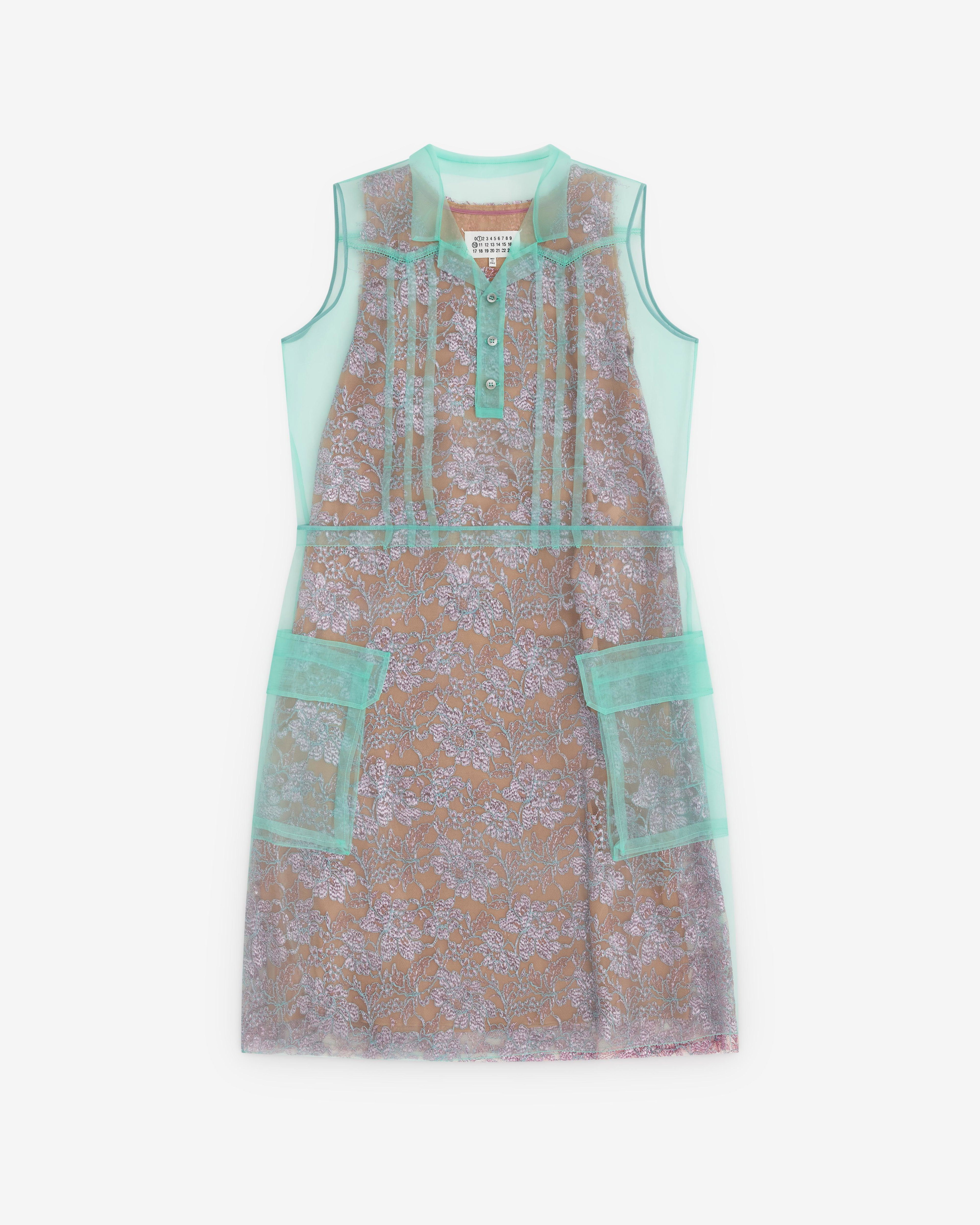 Maison Margiela - Women’s Sheer Tea Dress - (Emerald/Antique Rose) by MAISON MARGIELA