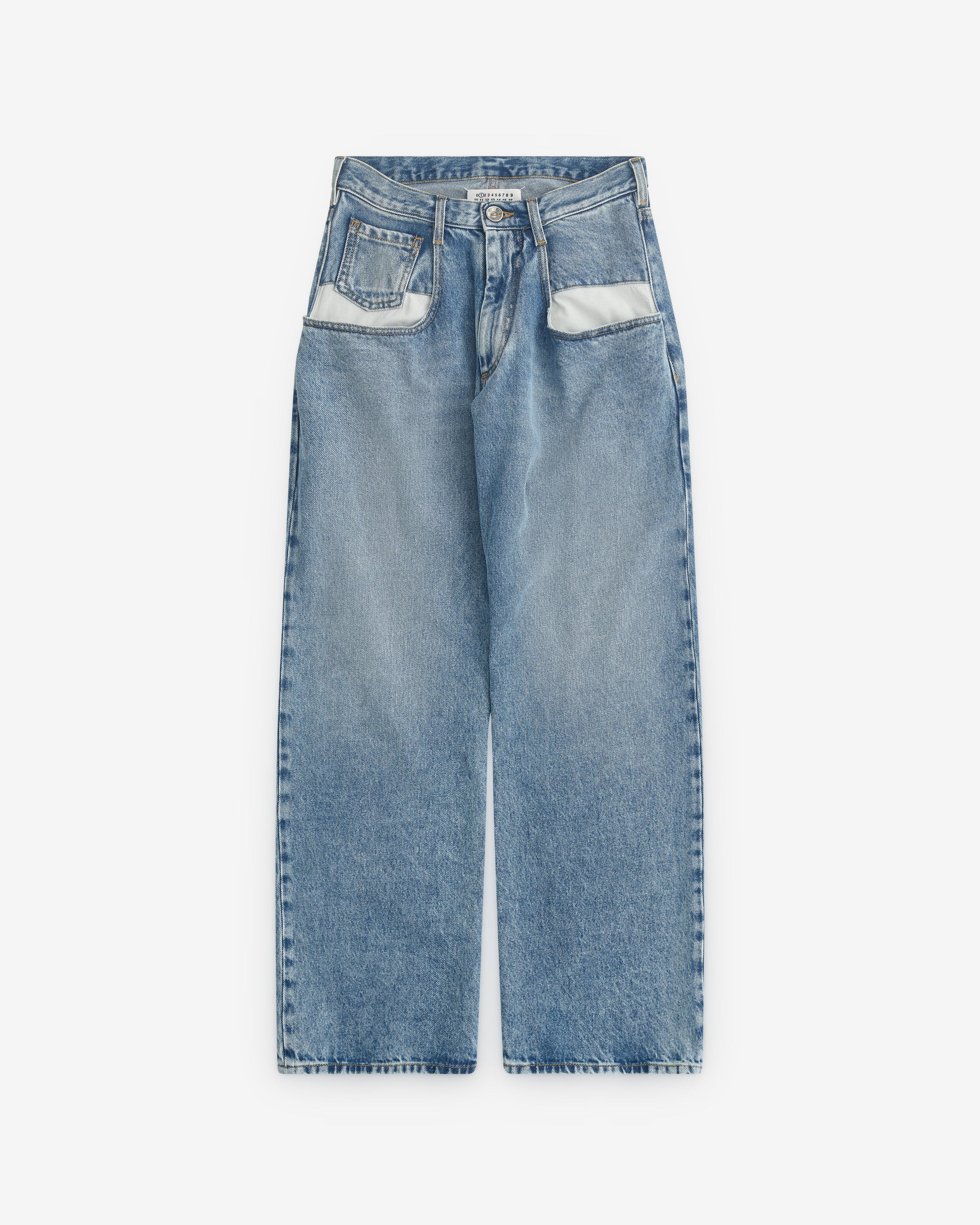 Maison Margiela - Women’s Straight Jeans With Contrasted Pockets - (Blue) by MAISON MARGIELA