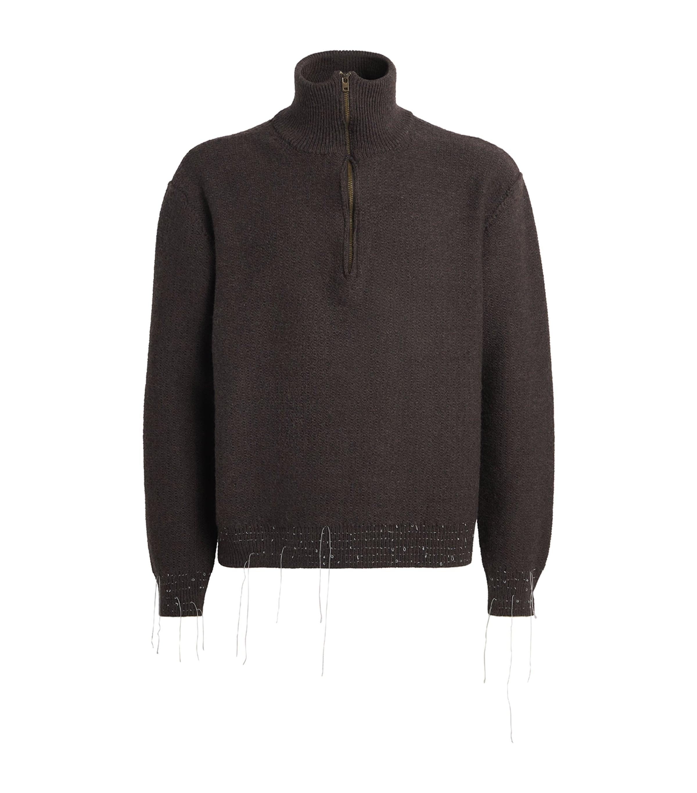Maison Margiela Wool-Blend Distressed Quarter-Zip Sweater by MAISON MARGIELA