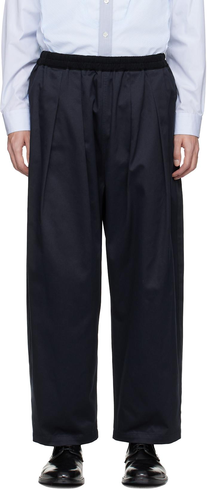 Navy Cotton Trousers by MAISON MARGIELA