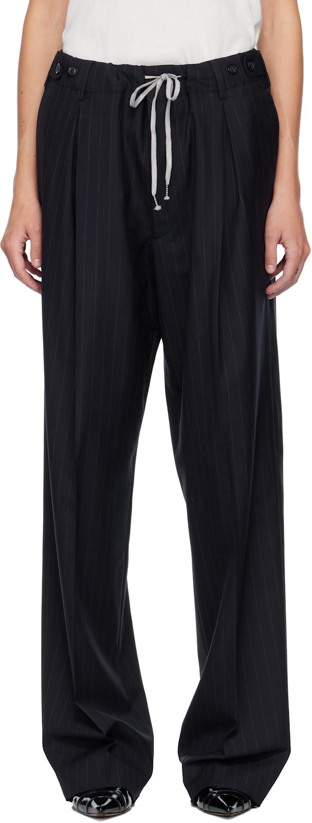 Navy Striped Trousers by MAISON MARGIELA