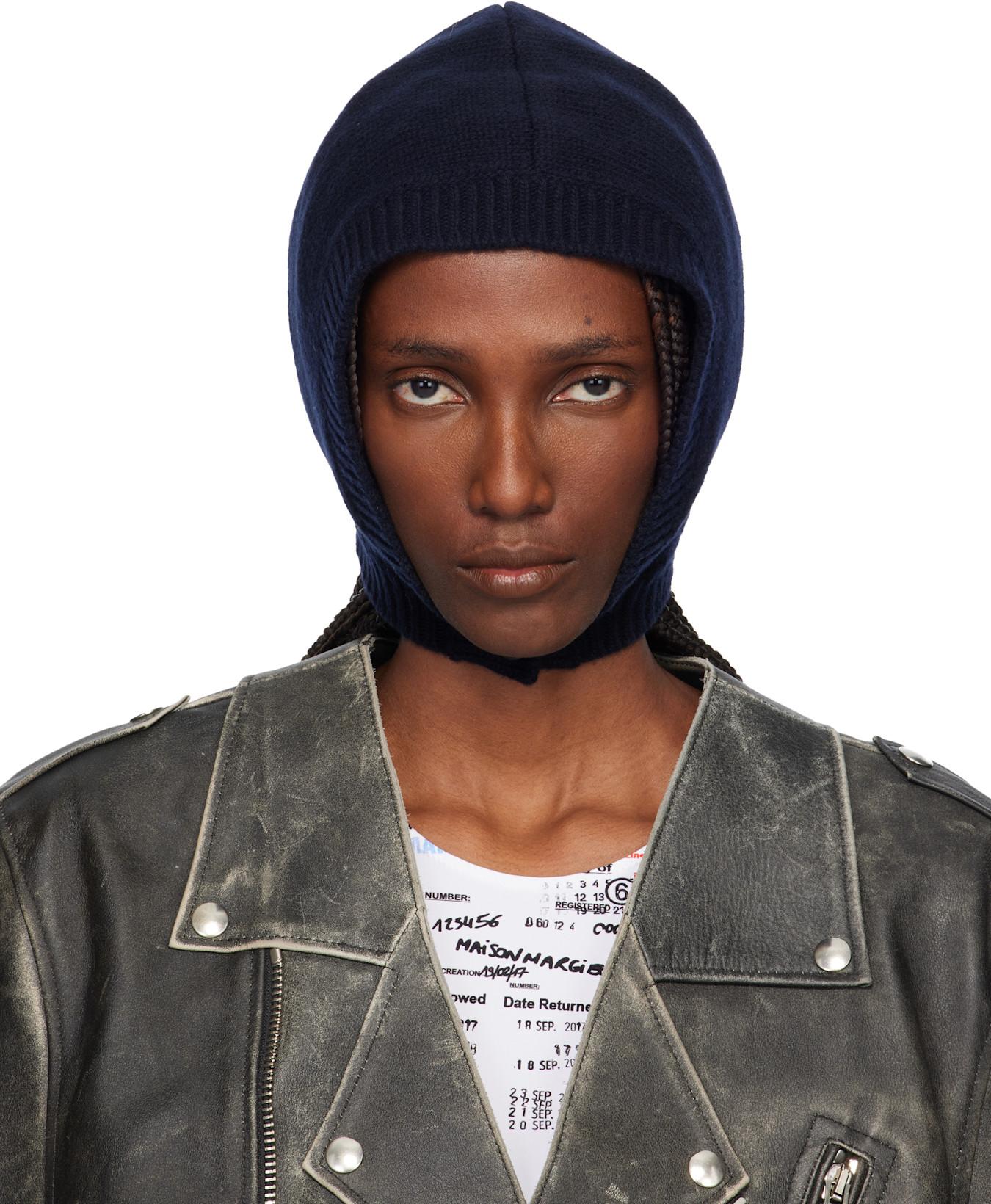 Navy Wool Knit Hood by MAISON MARGIELA