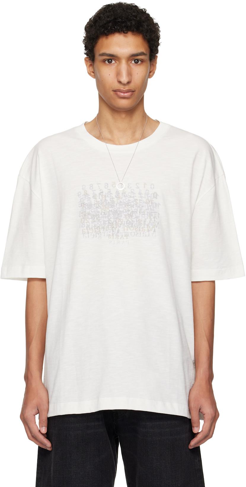 Off-White Embroidered Logo T-shirt by MAISON MARGIELA