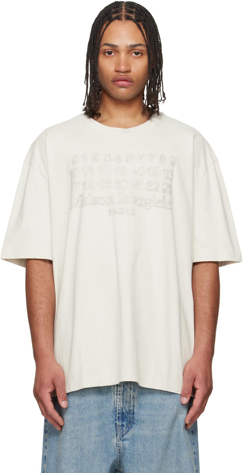 Off-White Embroidered Logo T-shirt by MAISON MARGIELA