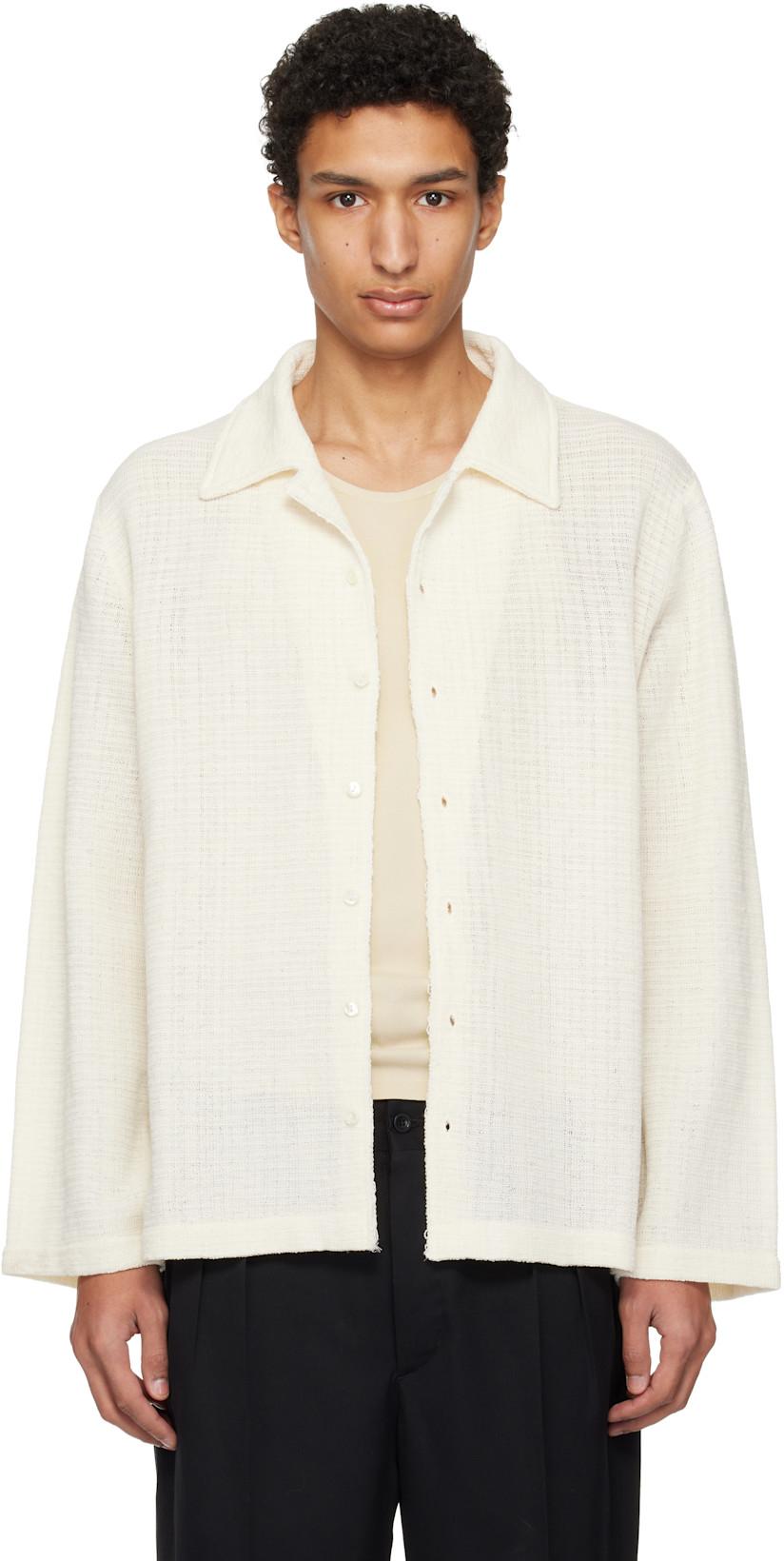Off-White Long-Sleeved Textured Shirt by MAISON MARGIELA