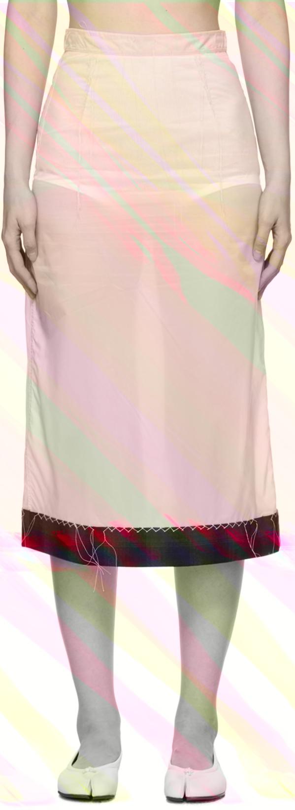 Pink Loose Thread Midi Skirt by MAISON MARGIELA