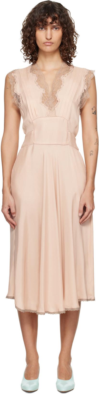 Pink Silk Midi Dress by MAISON MARGIELA
