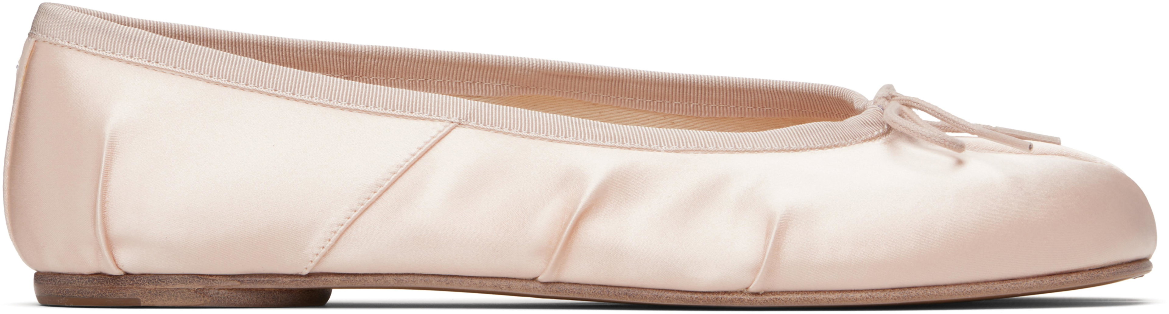 Pink Tabi Satin Ballerina Flats by MAISON MARGIELA